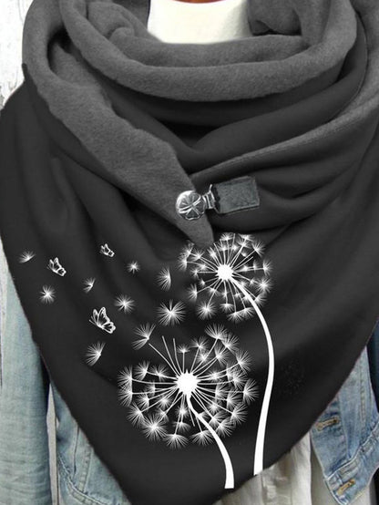 Women's Scarfs Dandelion Print Warm Buttoned Scarf - LuckyFash™