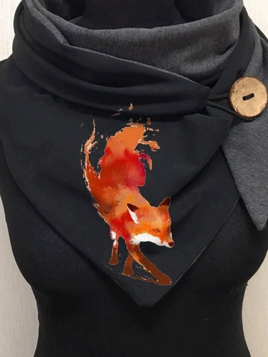 Women's Scarfs Firefox Print Warm Buttoned Scarf - LuckyFash™