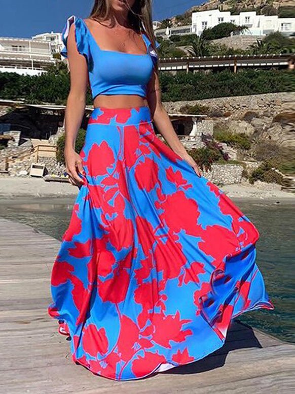 Women's Sets Boho Print Crop Top & Skirt Two Piece Set - Sets - Instastyled | Online Fashion Free Shipping Clothing, Dresses, Tops, Shoes - 24/07/2022 - 40-50 - bottoms