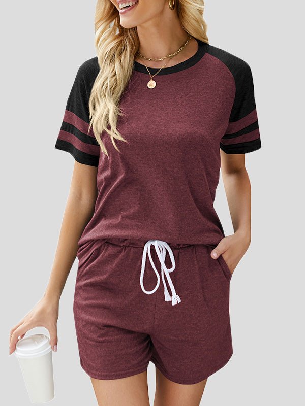 Women's Sets Casual Crew Neck T-Shirts & Lace Up Shorts Sports Two-Piece Set - Sets - Instastyled | Online Fashion Free Shipping Clothing, Dresses, Tops, Shoes - 15/06/2022 - Bottoms - Color_Black