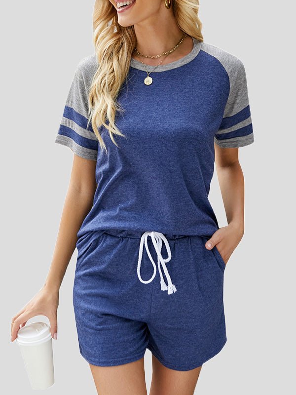 Women's Sets Casual Crew Neck T-Shirts & Lace Up Shorts Sports Two-Piece Set - Sets - Instastyled | Online Fashion Free Shipping Clothing, Dresses, Tops, Shoes - 15/06/2022 - Bottoms - Color_Black