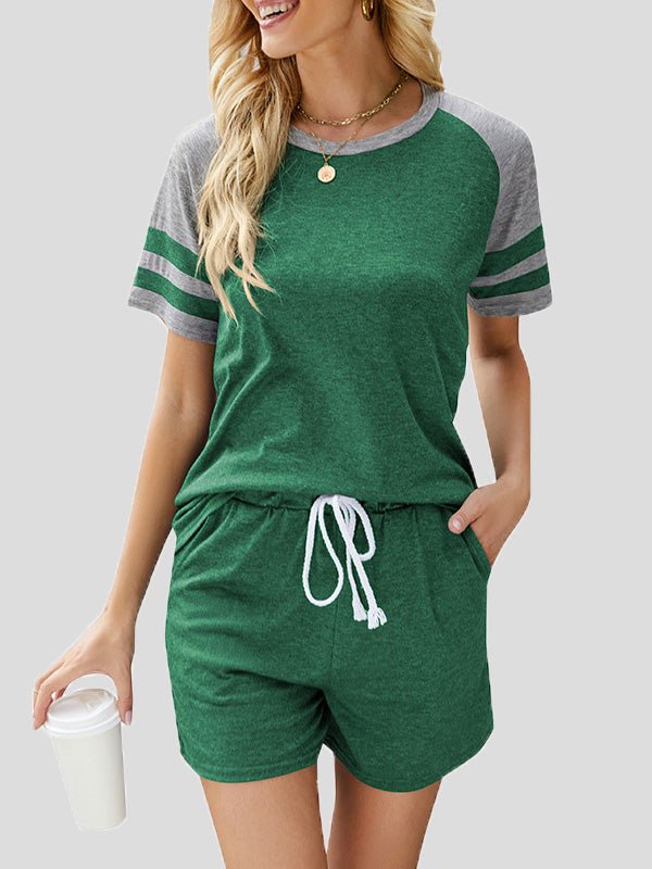 Women's Sets Casual Crew Neck T-Shirts & Lace Up Shorts Sports Two-Piece Set - Sets - Instastyled | Online Fashion Free Shipping Clothing, Dresses, Tops, Shoes - 15/06/2022 - Bottoms - Color_Black