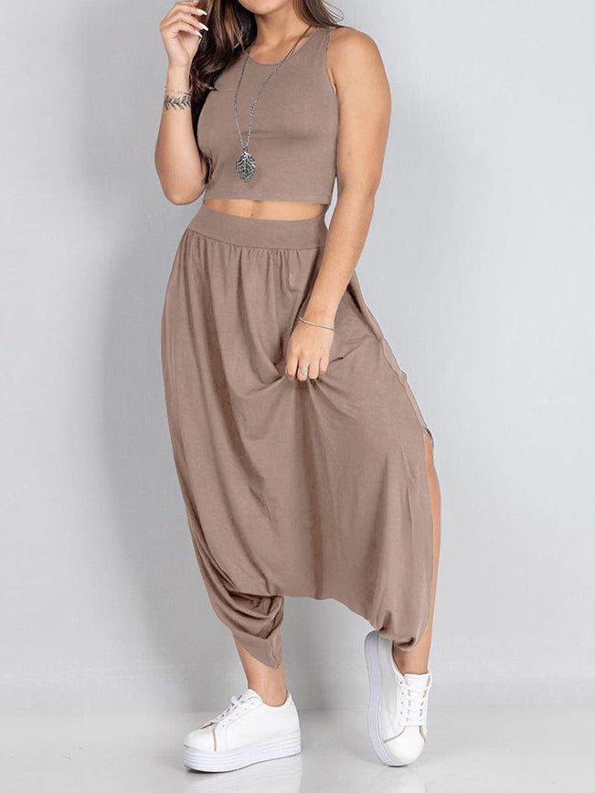 Women's Sets Casual Racer Tank Top & Harem Pants Two-Piece Set - Sets - Instastyled | Online Fashion Free Shipping Clothing, Dresses, Tops, Shoes - 21/04/2022 - 30-40 - Bottoms