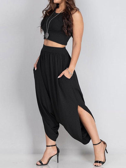 Women's Sets Casual Racer Tank Top & Harem Pants Two-Piece Set - Sets - Instastyled | Online Fashion Free Shipping Clothing, Dresses, Tops, Shoes - 21/04/2022 - 30-40 - Bottoms