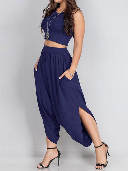 Women's Sets Casual Racer Tank Top & Harem Pants Two-Piece Set - Sets - Instastyled | Online Fashion Free Shipping Clothing, Dresses, Tops, Shoes - 21/04/2022 - 30-40 - Bottoms