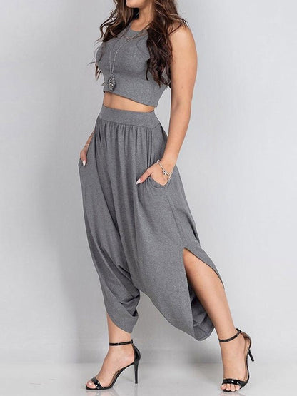 Women's Sets Casual Racer Tank Top & Harem Pants Two-Piece Set - Sets - Instastyled | Online Fashion Free Shipping Clothing, Dresses, Tops, Shoes - 21/04/2022 - 30-40 - Bottoms