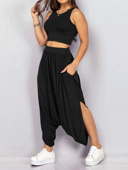 Women's Sets Casual Racer Tank Top & Harem Pants Two-Piece Set - Sets - Instastyled | Online Fashion Free Shipping Clothing, Dresses, Tops, Shoes - 21/04/2022 - 30-40 - Bottoms