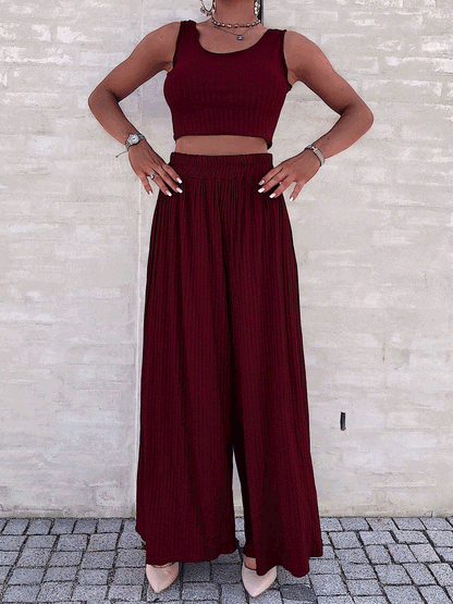 Women's Sets Casual Tank Top & Wide Leg Pants Two-Piece Set - Sets - Instastyled | Online Fashion Free Shipping Clothing, Dresses, Tops, Shoes - 02/06/2022 - 30-40 - Bottoms