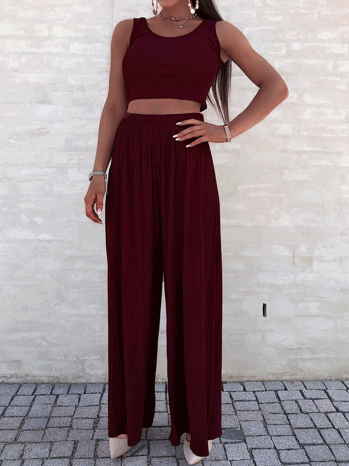 Women's Sets Casual Tank Top & Wide Leg Pants Two-Piece Set - Sets - Instastyled | Online Fashion Free Shipping Clothing, Dresses, Tops, Shoes - 02/06/2022 - 30-40 - Bottoms