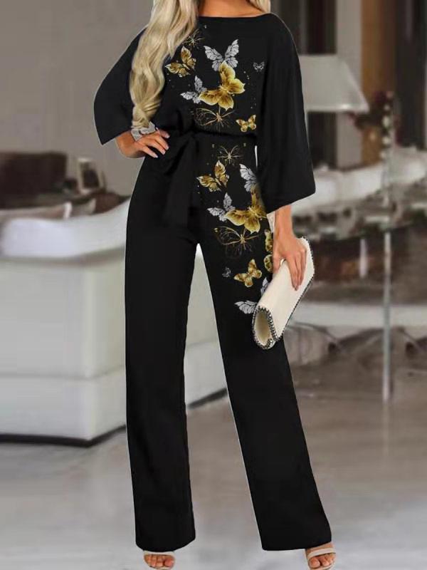 Women's Sets Chain Print Wide-Leg Pants Loose Two-Piece Suit - Sets - INS | Online Fashion Free Shipping Clothing, Dresses, Tops, Shoes - 23/10/2021 - 40-50 - Bottoms