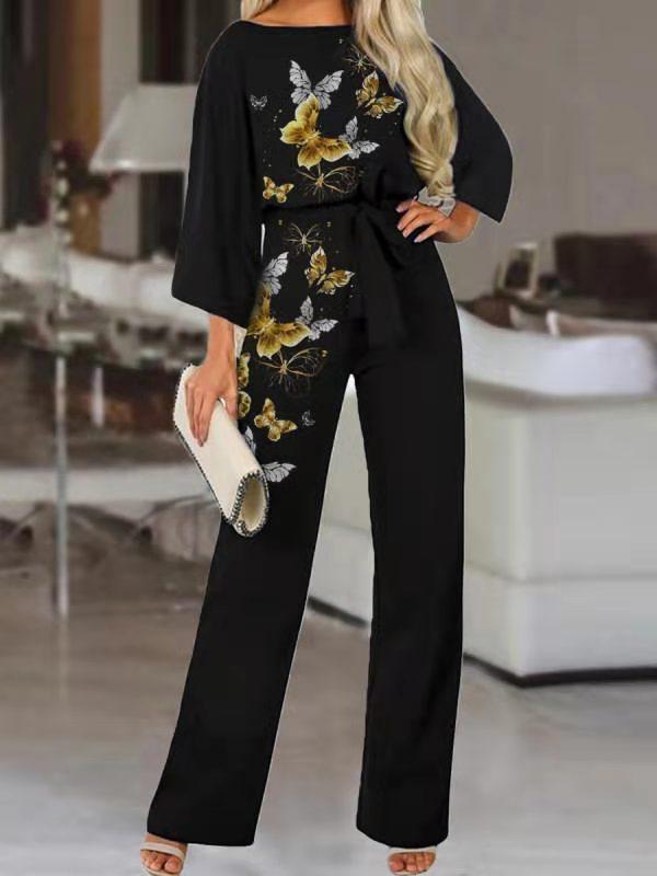 Women's Sets Chain Print Wide-Leg Pants Loose Two-Piece Suit - Sets - INS | Online Fashion Free Shipping Clothing, Dresses, Tops, Shoes - 23/10/2021 - 40-50 - Bottoms