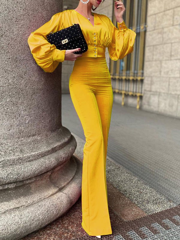 Women's Sets Crop Shirt & High Waist Flared Pants Two-Piece Suit - Sets - Instastyled | Online Fashion Free Shipping Clothing, Dresses, Tops, Shoes - 04/01/2022 - Bottoms - color-red
