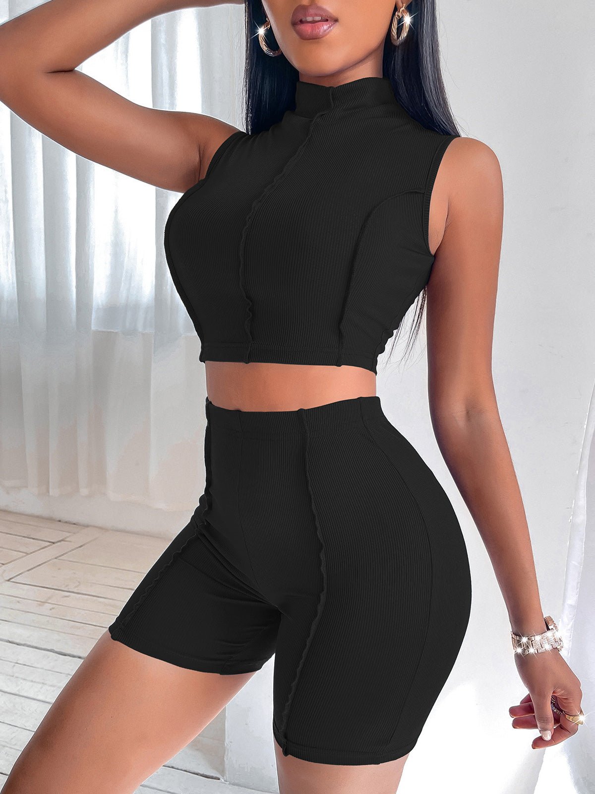 Women's Sets Crop Sleeveless Top & Shorts Two Piece Set - Sets - Instastyled | Online Fashion Free Shipping Clothing, Dresses, Tops, Shoes - 29/03/2022 - 30-40 - Bottoms