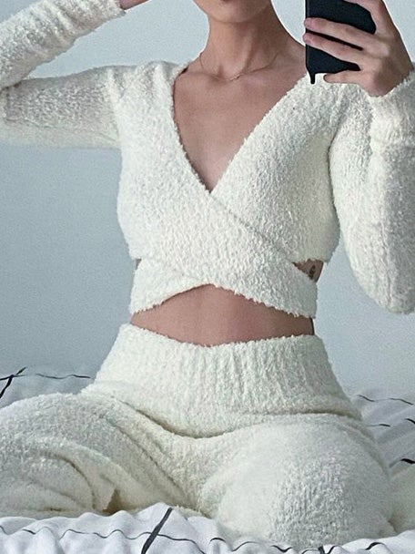 Women's Sets Cropped Long Sleeve Top Trousers Two Piece Set - Sets - Instastyled | Online Fashion Free Shipping Clothing, Dresses, Tops, Shoes - 12/01/2022 - 40-50 - Bottoms