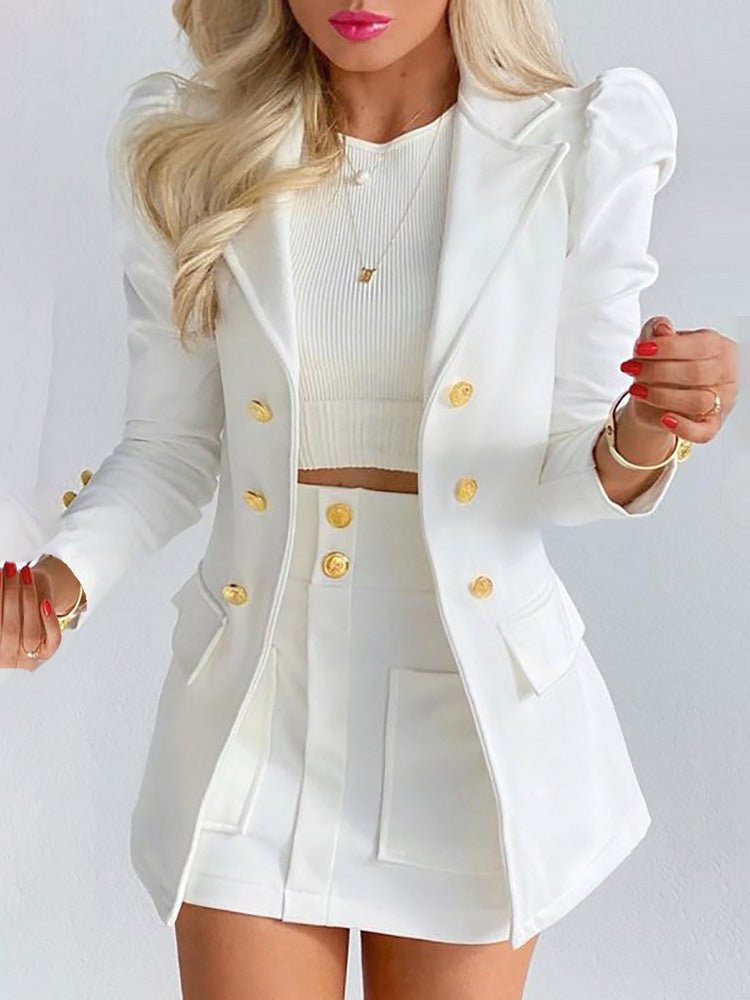 Women's Sets Double Breasted Suit & Mini Skirt Two Piece Set - Sets - Instastyled | Online Fashion Free Shipping Clothing, Dresses, Tops, Shoes - 14/06/2022 - 40-50 - Bottoms