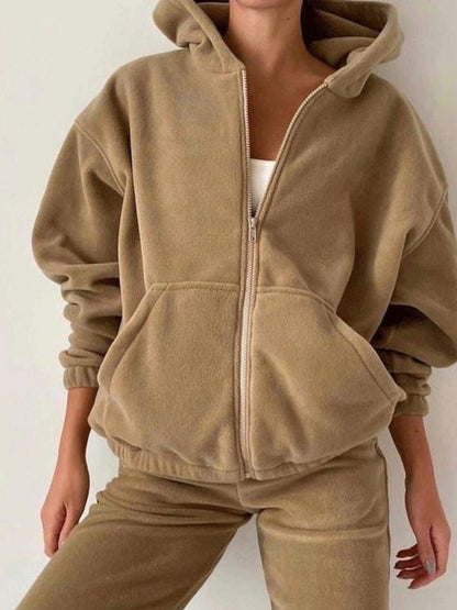 Women's Sets Fashion Sports Zipper Pocket Hoody Two-Piece Suit - Sets - Instastyled | Online Fashion Free Shipping Clothing, Dresses, Tops, Shoes - 12/10/2021 - 30-40 - Bottom