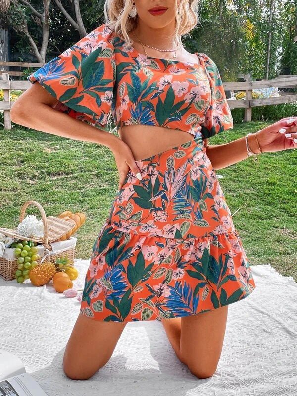 Women's Sets Floral Short Sleeve Top & Skirt Two Piece Set - Sets - Instastyled | Online Fashion Free Shipping Clothing, Dresses, Tops, Shoes - 06/04/2022 - 30-40 - Bottoms