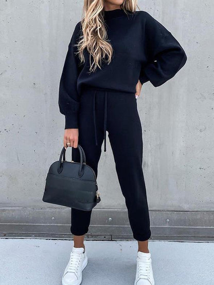 Women's Sets High Collar Casual Solid Trousers Pocket Two-piece Suit - Sets - INS | Online Fashion Free Shipping Clothing, Dresses, Tops, Shoes - 11/08/2021 - 20-30 - Bottom