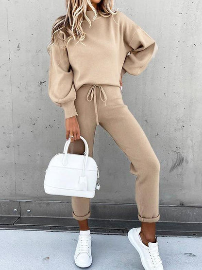 Women's Sets High Collar Casual Solid Trousers Pocket Two-piece Suit - Sets - INS | Online Fashion Free Shipping Clothing, Dresses, Tops, Shoes - 11/08/2021 - 20-30 - Bottom