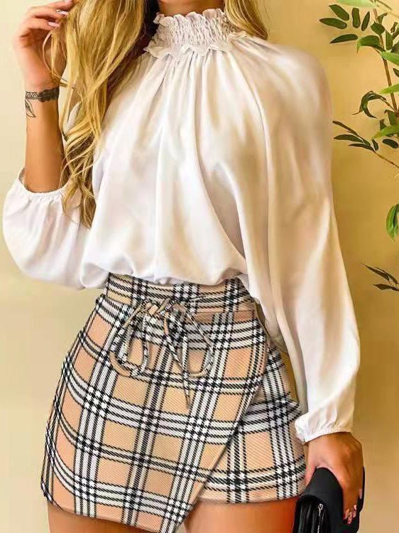 Women's Sets High Neck Off Shoulder Shirt & Print Skirt Two Piece Set - Sets - Instastyled | Online Fashion Free Shipping Clothing, Dresses, Tops, Shoes - 17/09/2022 - 40-50 - bottoms