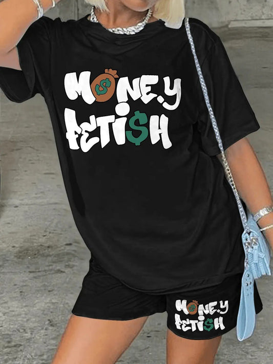 Women's Sets Letter Print T-Shirt & Shorts Casual Two-Piece Set - Sets - Instastyled | Online Fashion Free Shipping Clothing, Dresses, Tops, Shoes - 12/05/2022 - 30-40 - Bottoms