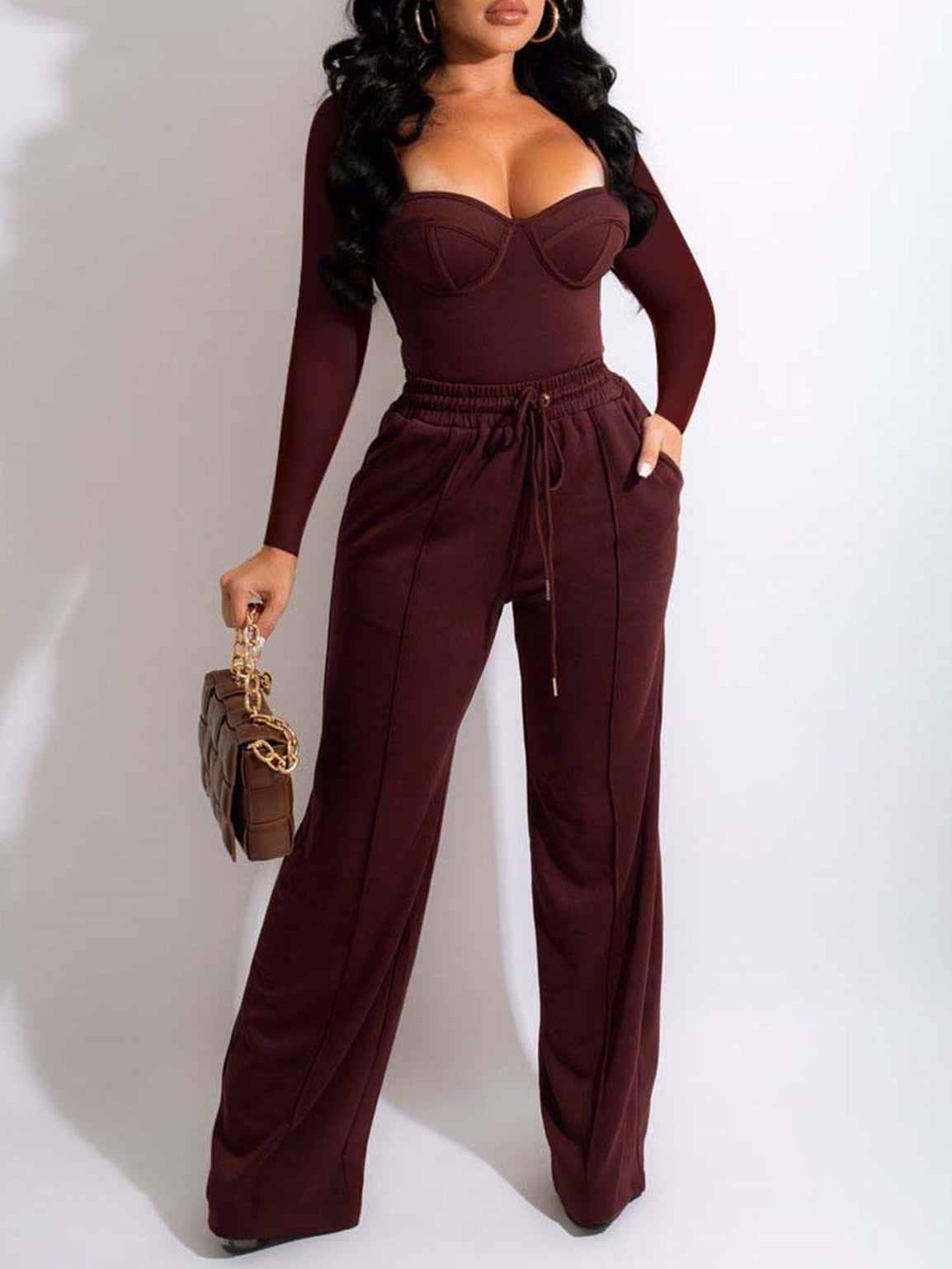 Women's Sets Long Sleeve Elastic Pants Casual Two-Piece Suit - Sets - Instastyled | Online Fashion Free Shipping Clothing, Dresses, Tops, Shoes - 17/12/2021 - 40-50 - Bottoms