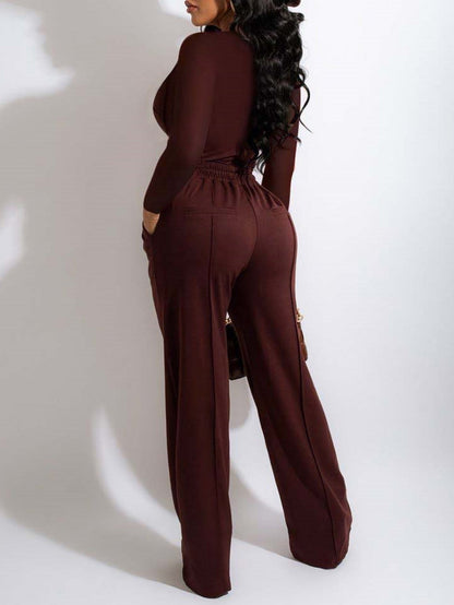 Women's Sets Long Sleeve Elastic Pants Casual Two-Piece Suit - Sets - Instastyled | Online Fashion Free Shipping Clothing, Dresses, Tops, Shoes - 17/12/2021 - 40-50 - Bottoms