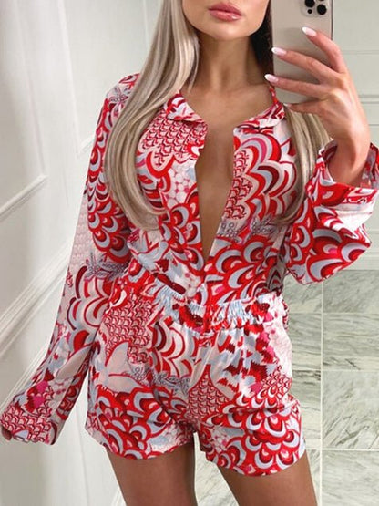 Women's Sets Long Sleeve Shirt Shorts Bandana Three Piece Set - Sets - Instastyled | Online Fashion Free Shipping Clothing, Dresses, Tops, Shoes - 07/02/2022 - 40-50 - Bottoms