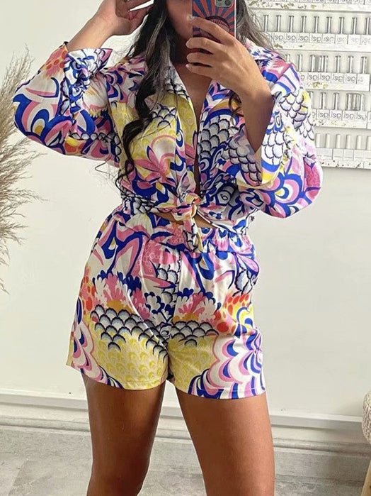 Women's Sets Long Sleeve Shirt Shorts Bandana Three Piece Set - Sets - Instastyled | Online Fashion Free Shipping Clothing, Dresses, Tops, Shoes - 07/02/2022 - 40-50 - Bottoms