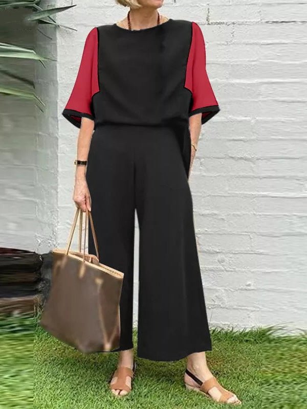 Women's Sets Loose Crewneck Top & Wide Leg Pants Two Piece Set - Sets - Instastyled | Online Fashion Free Shipping Clothing, Dresses, Tops, Shoes - 28/06/2022 - 40-50 - Bottoms