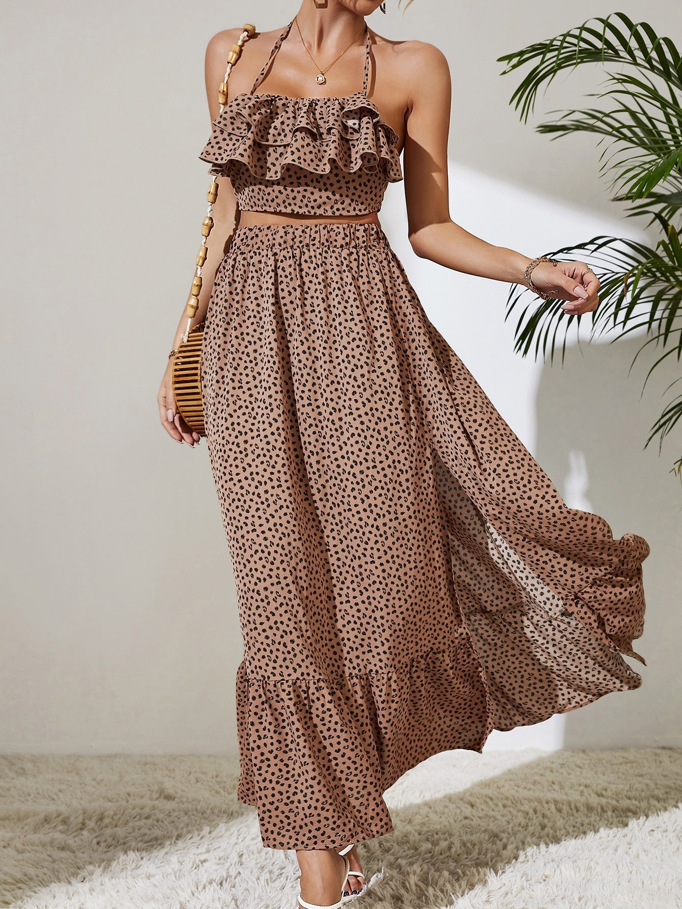 Women's Sets Polka Dot Slip Top & Ruffle Skirt Two-Piece Set - Sets - Instastyled | Online Fashion Free Shipping Clothing, Dresses, Tops, Shoes - 21/07/2022 - 40-50 - bottoms