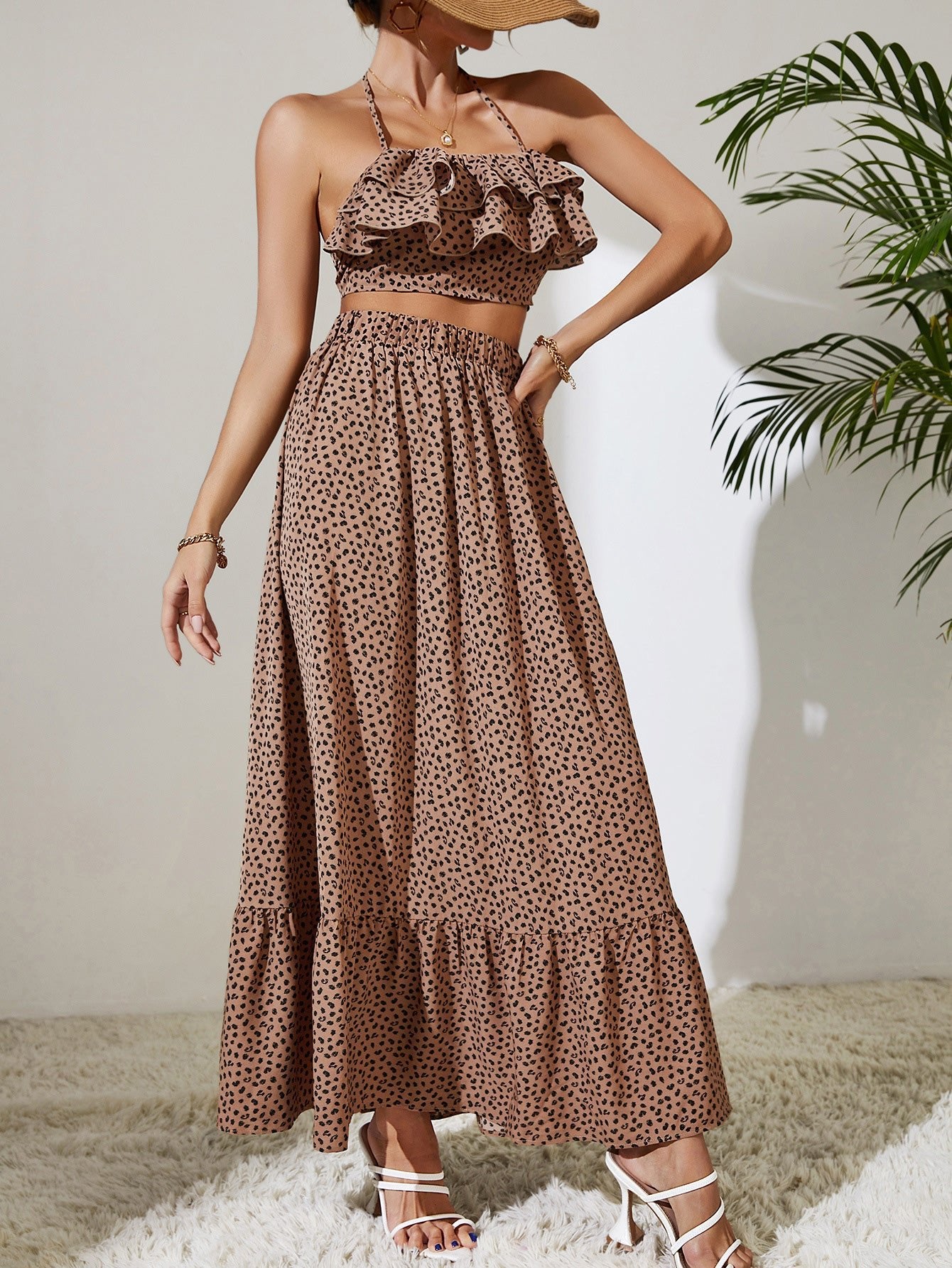 Women's Sets Polka Dot Slip Top & Ruffle Skirt Two-Piece Set - Sets - Instastyled | Online Fashion Free Shipping Clothing, Dresses, Tops, Shoes - 21/07/2022 - 40-50 - bottoms