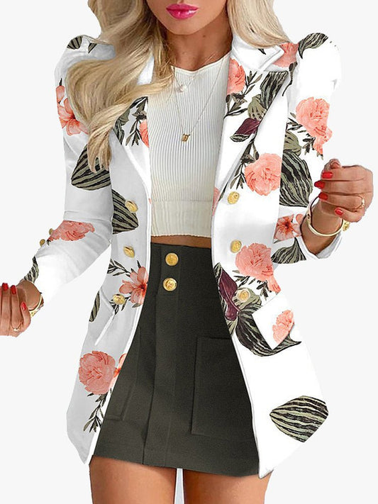 Women's Sets Print Elegant Temperament Commuter Slim Suit - Sets - Instastyled | Online Fashion Free Shipping Clothing, Dresses, Tops, Shoes - 15/1/2023 - Color_Black - Color_Black_White