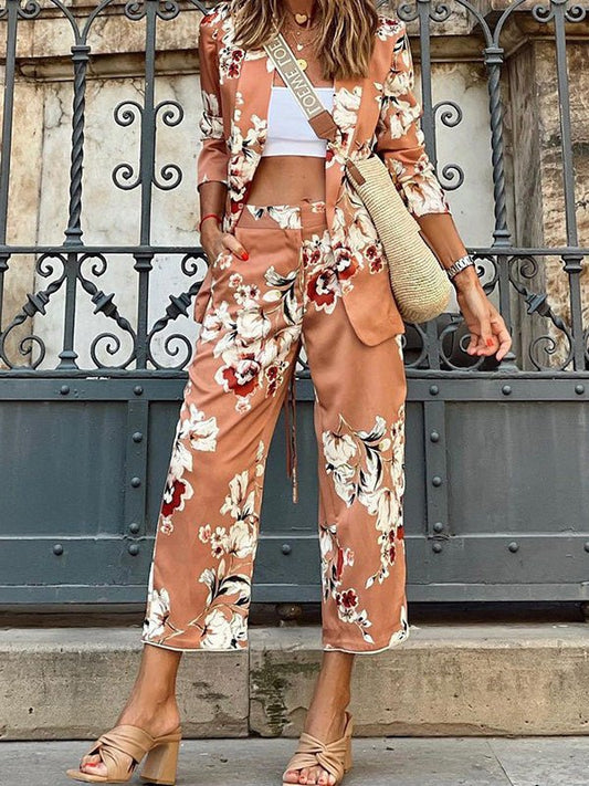 Women's Sets Printed 3/4 Sleeve Blazers & 9/10 Pants Two-Piece Set - Sets - Instastyled | Online Fashion Free Shipping Clothing, Dresses, Tops, Shoes - 23/06/2022 - Bottoms - color-black