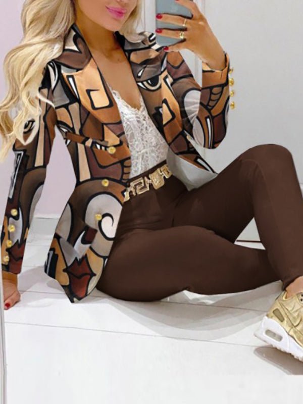Women's Sets Printed Colorful Fashion Blazer Pants Two Pieces Suit - Sets - Instastyled | Online Fashion Free Shipping Clothing, Dresses, Tops, Shoes - 10/1/2023 - 40-50 - color-black