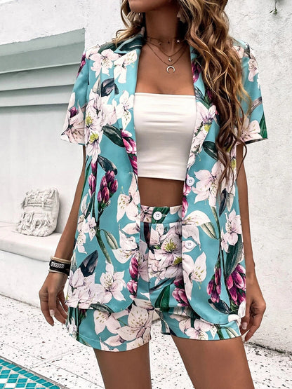 Women's Sets Printed Lapel Short Sleeve Shirt & High Waist Shorts Two-Piece Set - Sets - Instastyled | Online Fashion Free Shipping Clothing, Dresses, Tops, Shoes - 23/05/2022 - Bottoms - color-multi