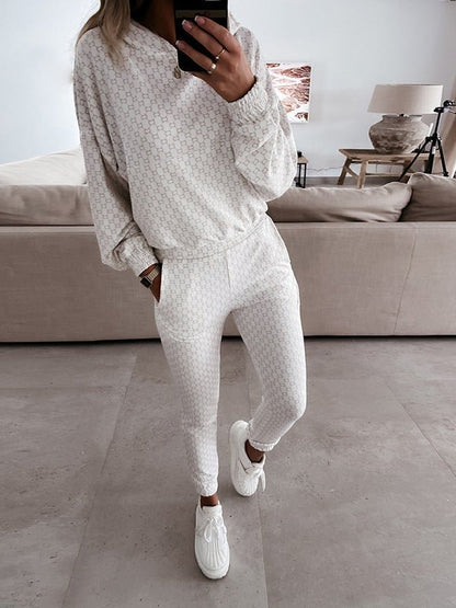 Women's Sets Printed Long Sleeve Hoodie & Pants Two-Piece Set - Sets - Instastyled | Online Fashion Free Shipping Clothing, Dresses, Tops, Shoes - 18/08/2022 - Bottoms - Color_Coffee