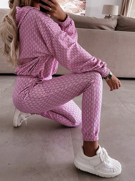 Women's Sets Printed Long Sleeve Hoodie & Pants Two-Piece Set - Sets - Instastyled | Online Fashion Free Shipping Clothing, Dresses, Tops, Shoes - 18/08/2022 - Bottoms - Color_Coffee