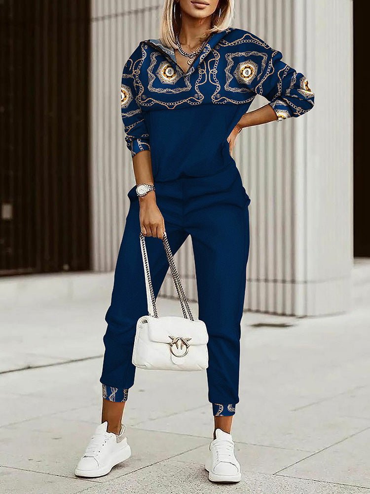 Women's Sets Printed Long Sleeve Hoody & Pants Casual Two-Piece Set - Sets - Instastyled | Online Fashion Free Shipping Clothing, Dresses, Tops, Shoes - 16/09/2022 - Bottoms - Color_Black