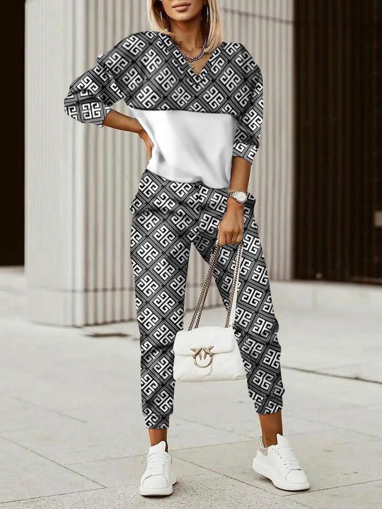 Women's Sets Printed Long Sleeve Hoody & Pants Casual Two-Piece Set - Sets - Instastyled | Online Fashion Free Shipping Clothing, Dresses, Tops, Shoes - 16/09/2022 - Bottoms - Color_Black