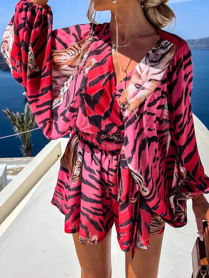 Women's Sets Printed Long Sleeve Shirt & Shorts Two-Piece Set - Sets - Instastyled | Online Fashion Free Shipping Clothing, Dresses, Tops, Shoes - 06/06/2022 - 30-40 - Bottoms