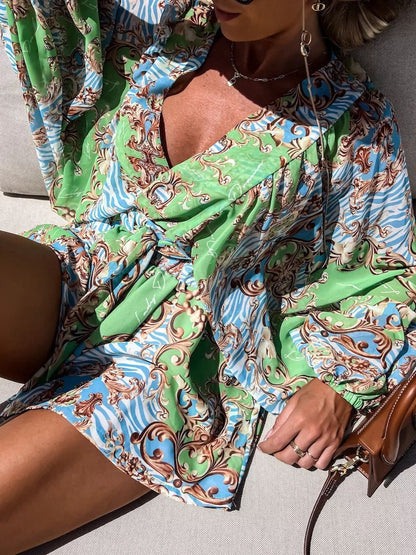 Women's Sets Printed Long Sleeve Shirt & Shorts Two-Piece Set - Sets - Instastyled | Online Fashion Free Shipping Clothing, Dresses, Tops, Shoes - 06/06/2022 - 30-40 - Bottoms