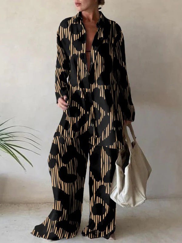 Women's Sets Printed Long Sleeve Shirt & Straight Pants Two-Piece Set - Sets - Instastyled | Online Fashion Free Shipping Clothing, Dresses, Tops, Shoes - 31/08/2022 - 40-50 - bottoms