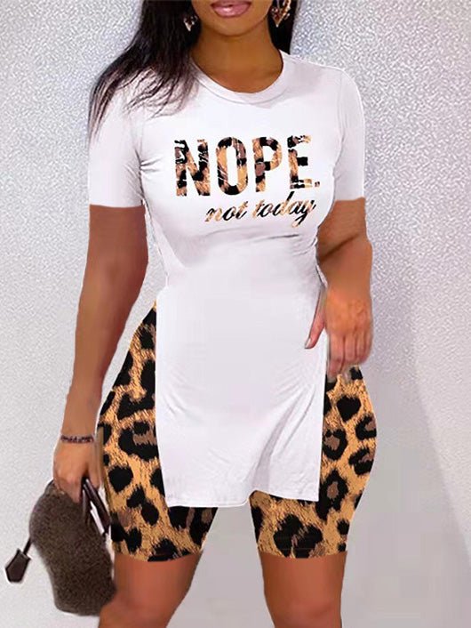 Women's Sets Printed Short Sleeve Split T-Shirts & Shorts Two-Piece Set - Sets - Instastyled | Online Fashion Free Shipping Clothing, Dresses, Tops, Shoes - 02/03/2022 - 30-40 - Bottoms