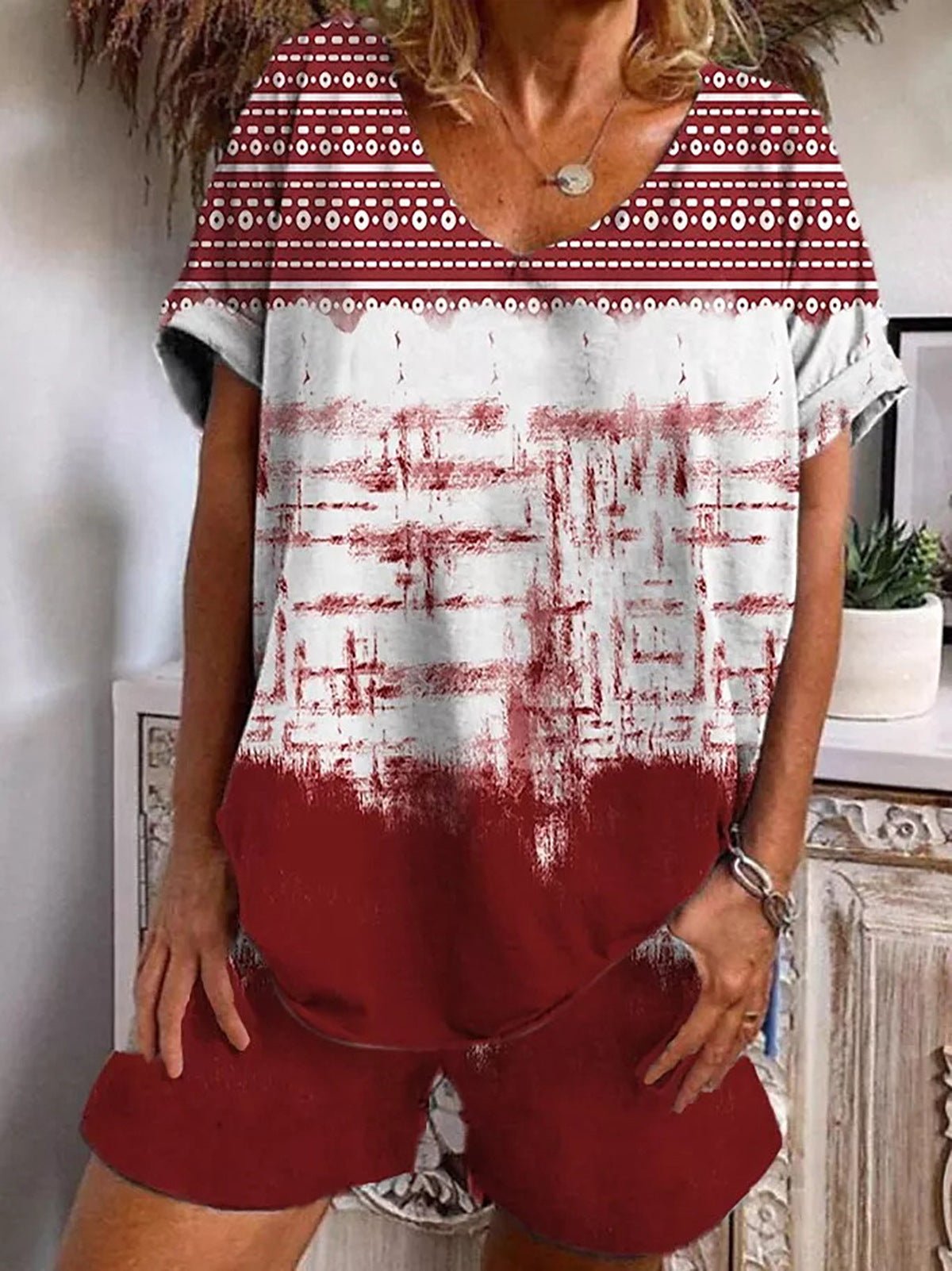 Women's Sets Printed Short Sleeve T-Shirts & Shorts Two-Piece Set - Sets - Instastyled | Online Fashion Free Shipping Clothing, Dresses, Tops, Shoes - 27/07/2022 - 30-40 - bottoms