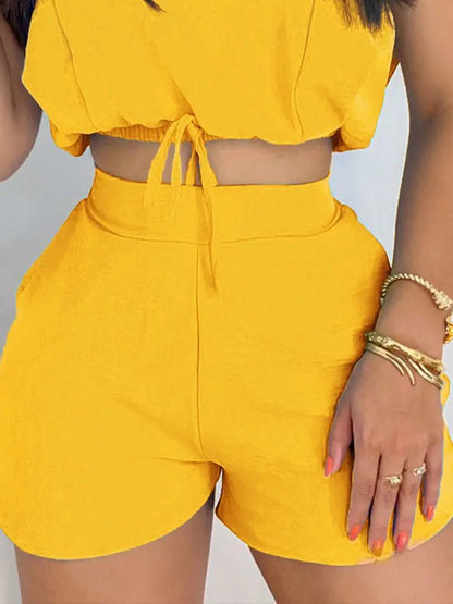 Women's Sets Printed Sleeveless Crop Top & Shorts Two-Piece Set - Sets - Instastyled | Online Fashion Free Shipping Clothing, Dresses, Tops, Shoes - 20-30 - 27/05/2022 - Bottoms