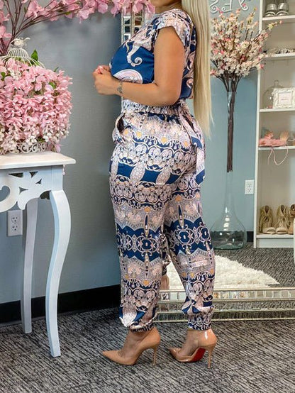 Women's Sets Printed Sleeveless Crop Top & Trousers Two-Piece Set - Sets - Instastyled | Online Fashion Free Shipping Clothing, Dresses, Tops, Shoes - 24/07/2022 - 40-50 - bottoms