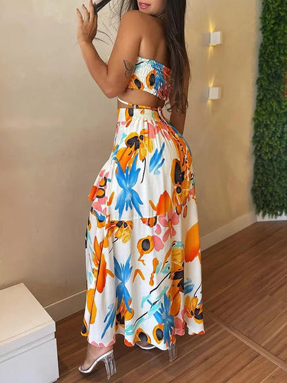 Women's Sets Printed Tube Top Irregular Skirt Two Piece Set - Sets - Instastyled | Online Fashion Free Shipping Clothing, Dresses, Tops, Shoes - 13/04/2022 - 30-40 - Bottoms