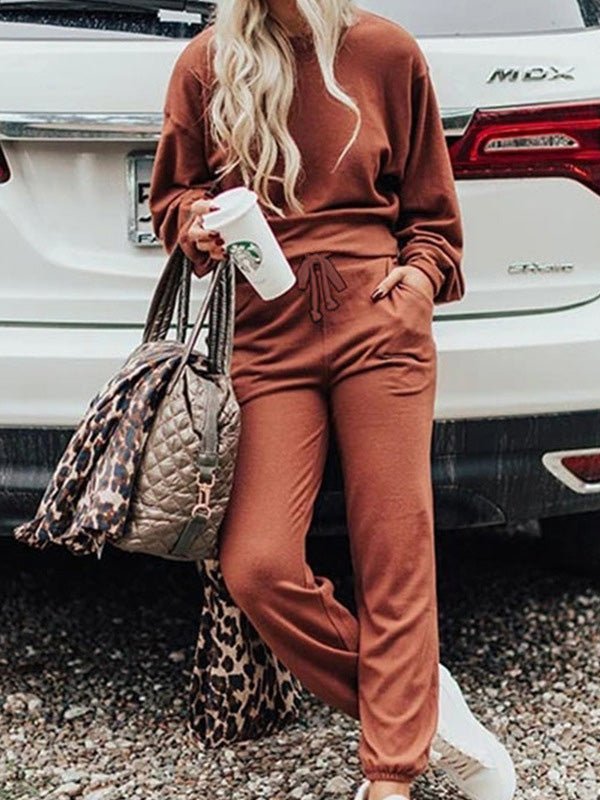 Women's Sets Round Neck Long Sleeve T-Shirt & Pants Two Piece Set - Sets - Instastyled | Online Fashion Free Shipping Clothing, Dresses, Tops, Shoes - 17/09/2022 - 40-50 - bottoms