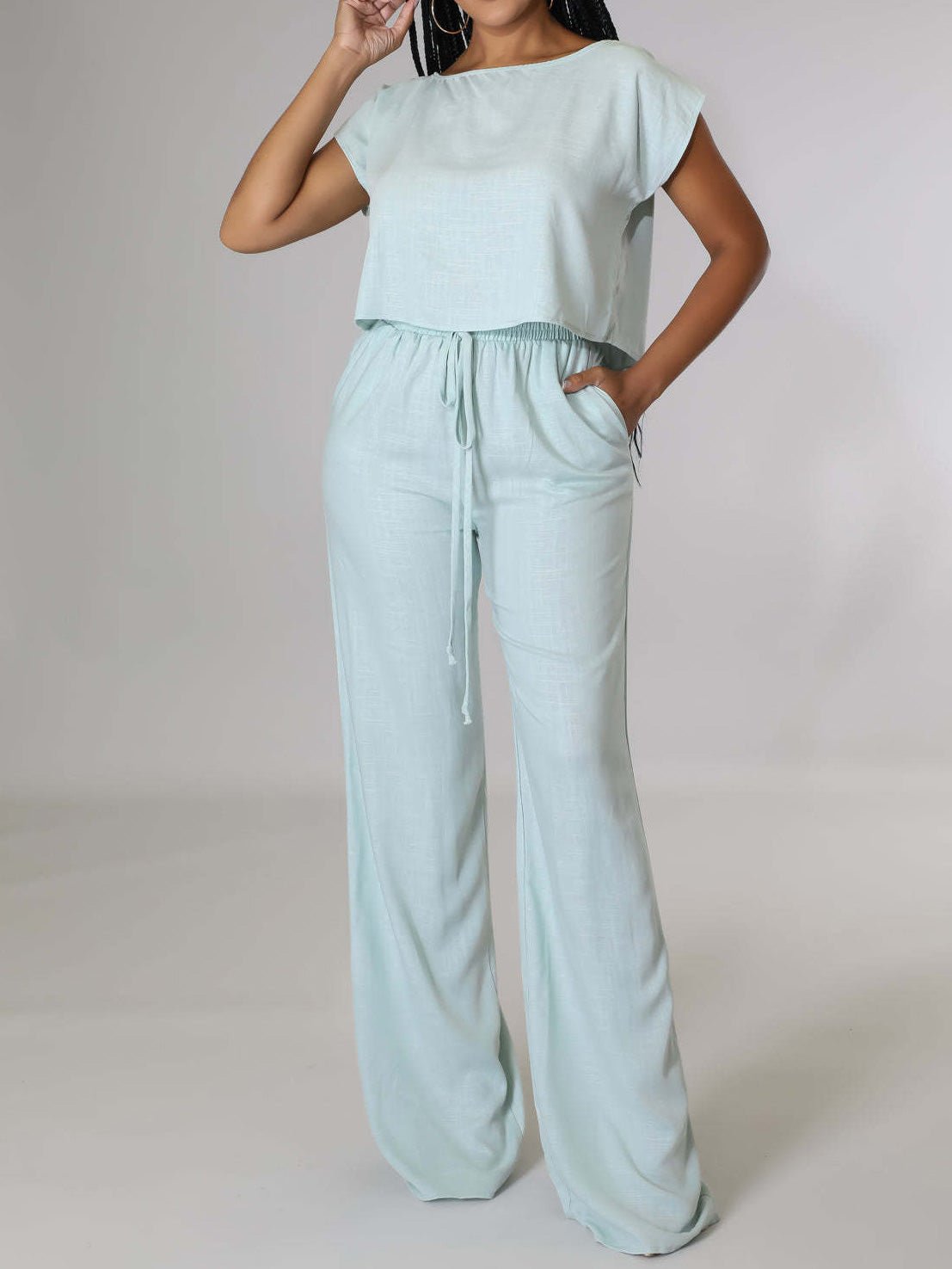 Women's Sets Short Sleeve T-Shirt & Wide Leg Pants Two Piece Set - Sets - Instastyled | Online Fashion Free Shipping Clothing, Dresses, Tops, Shoes - 30/05/2022 - 40-50 - Bottoms